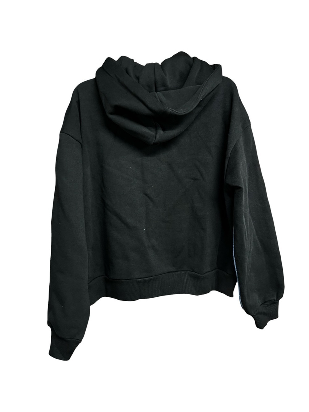 🌻NEW w/tag KBB by Kahlana Denim Jacket Hoodie Black Fleece Sleeves size Large - Picture 5 of 7